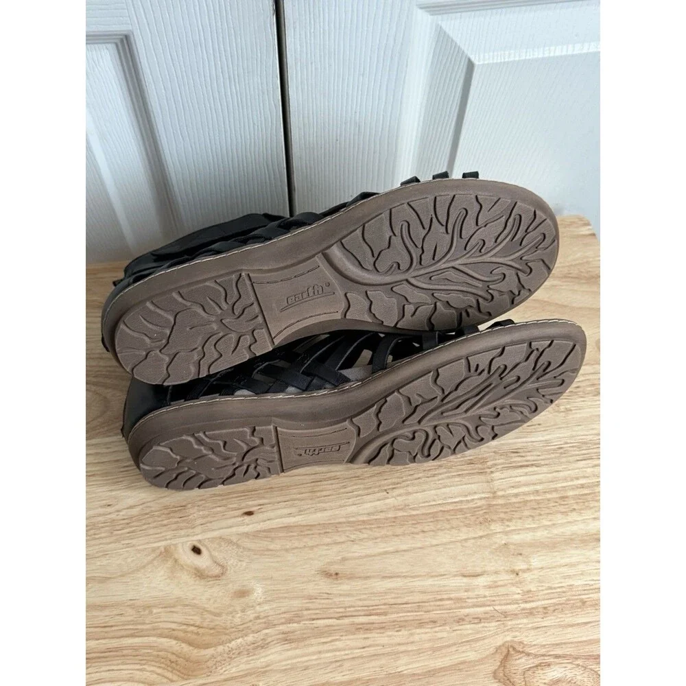 Earth Camellia Marconi Open Toe Sandals, Black Leather, Womens 11M